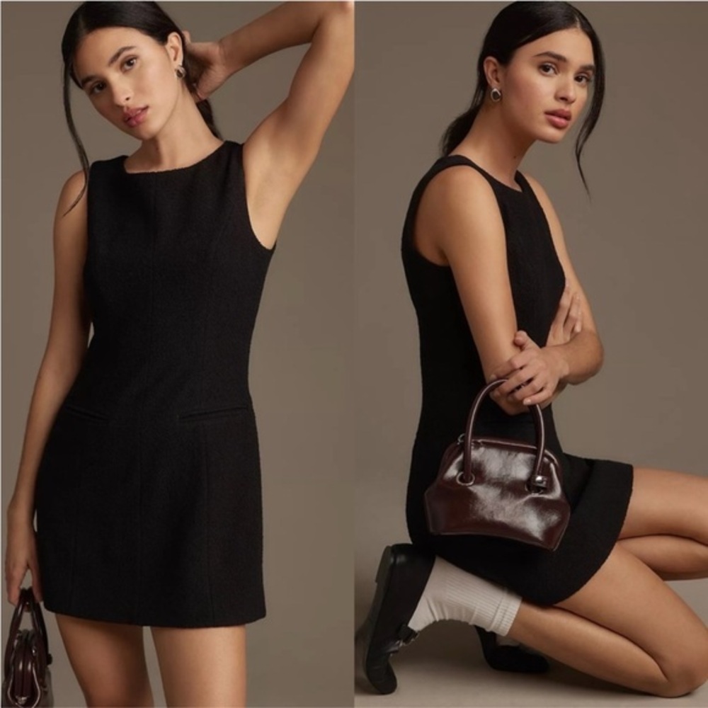 REFORMATION Black Citron Sleeveless Tweed Mini Dress 8